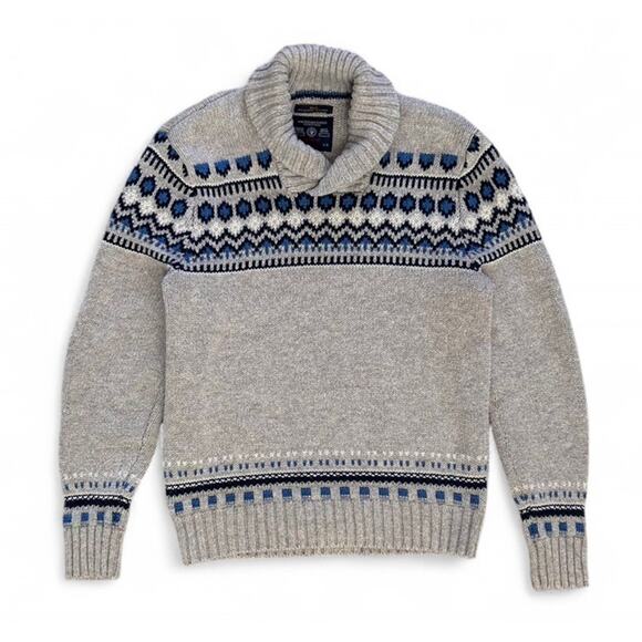 American Eagle Outfitters Other - Vintage American Eagle Outfitters Men’s Knit Gray Blue Fair Isle Sweater Size L